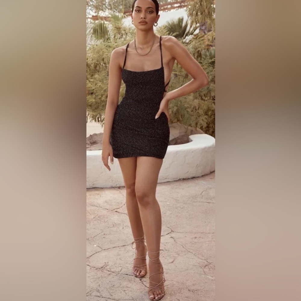 House of CB Rheanna Boucle Draped Mini Dress